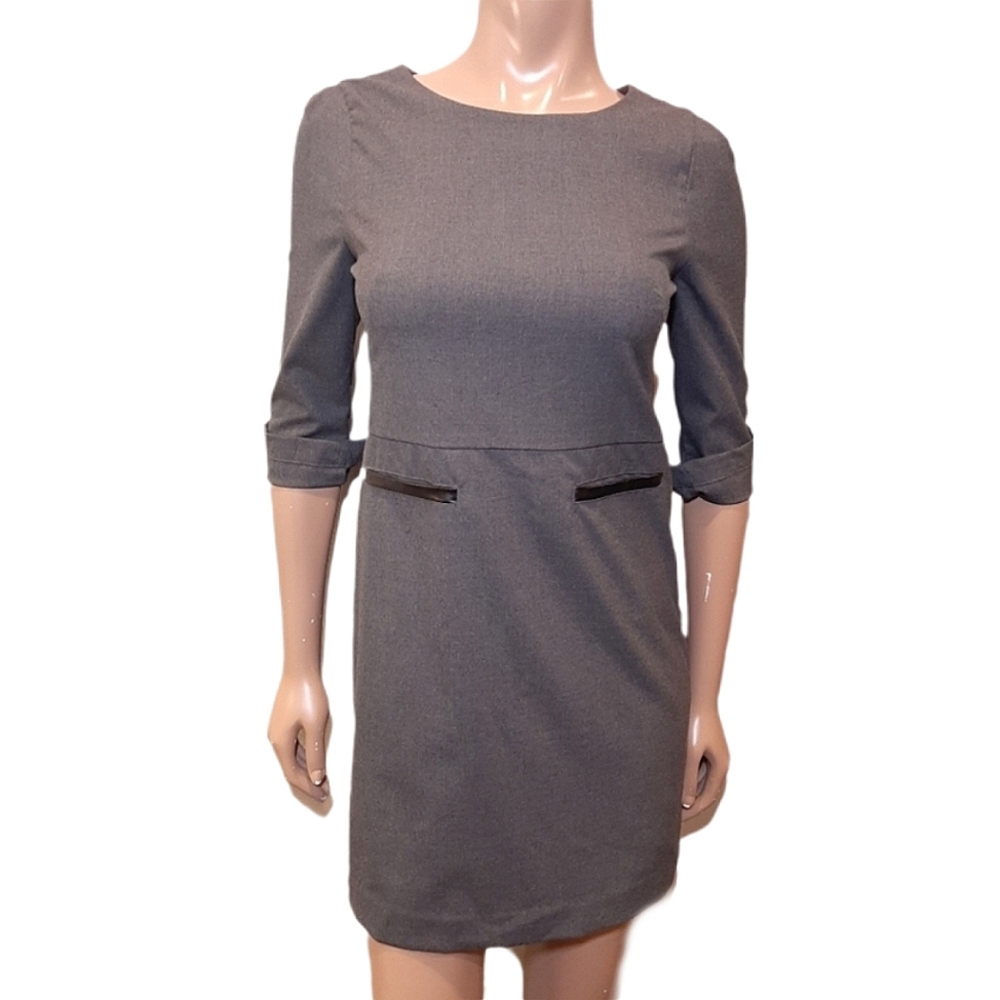 GAP Mini Sheath Dress Faux Leather Accent 3/4 Sleeve Business Office Size 0